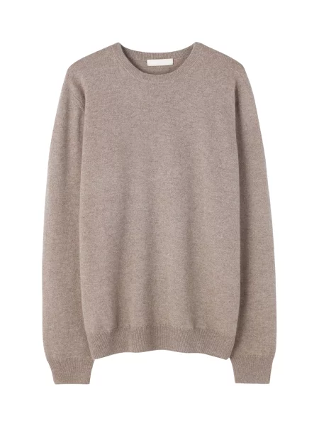 GOBI Cashmere Pulover Men's Essential Crewneck Cashmere Sweater taupe gri