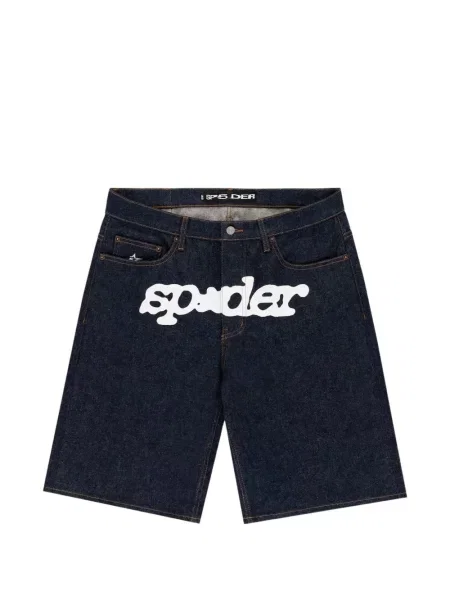 Pantaloni scurți din denim Sp5der cu autograf albastru