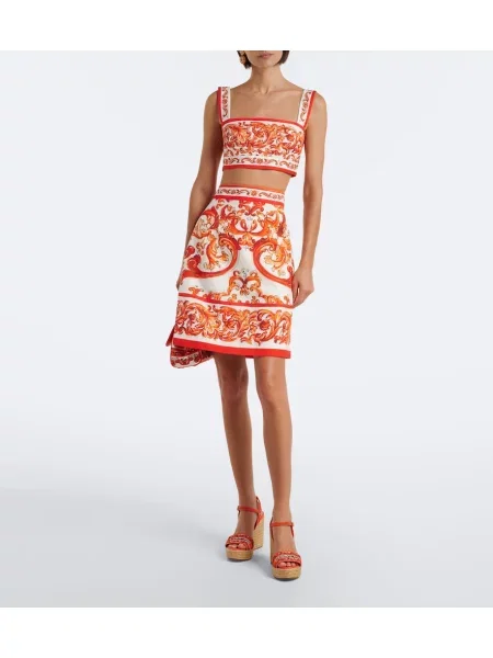 Fustă Dolce&gabbana de in cu imagine portocaliu