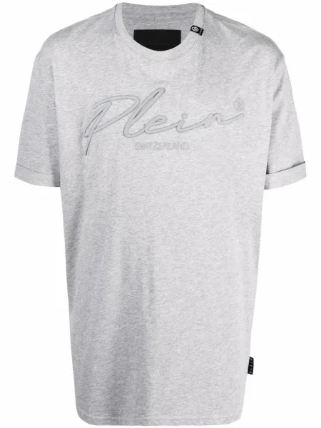 Tricou Philipp Plein cu broderie gri