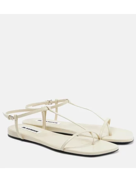 Chiloți tanga Jil Sander din piele alb