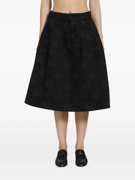 Fustă midi Simone Rocha cu funde negru