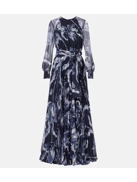 Rochie Erdem cu model floral albastru
