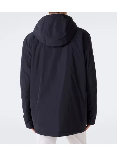 Geacă cu puf Moncler cu glugă albastru