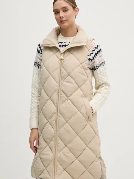 Елек Barbour Leverton Puffer Gilet дамски зимен модел бежово