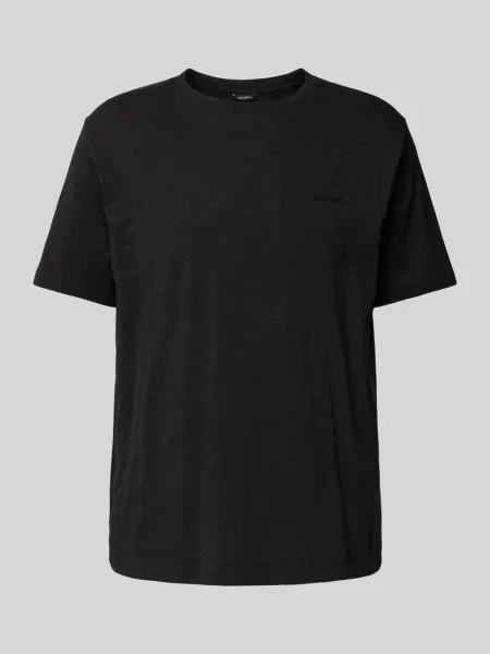 T-shirt z prążkowanym okrągłym dekoltem Gabba czarna