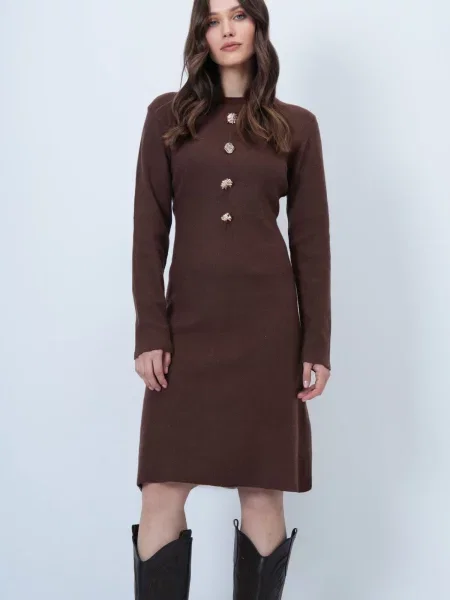 Trend Alaçatı Stili Rochie tricotat închis maro