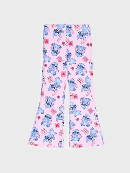 Sinsay Legíny flare s potiskem Stitch pastelová růžová