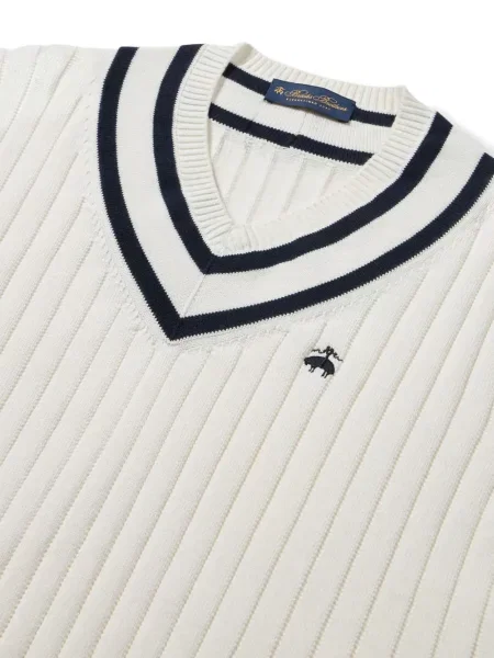 Pulover Brooks Brothers cu broderie alb