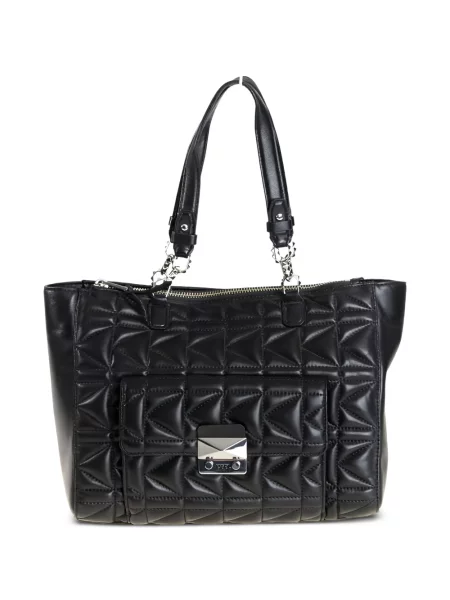 Matlasat geantă shopper Karl Lagerfeld din piele negru