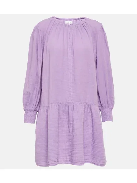 Mini obleka Velvet iz rebrastega žameta vijolična