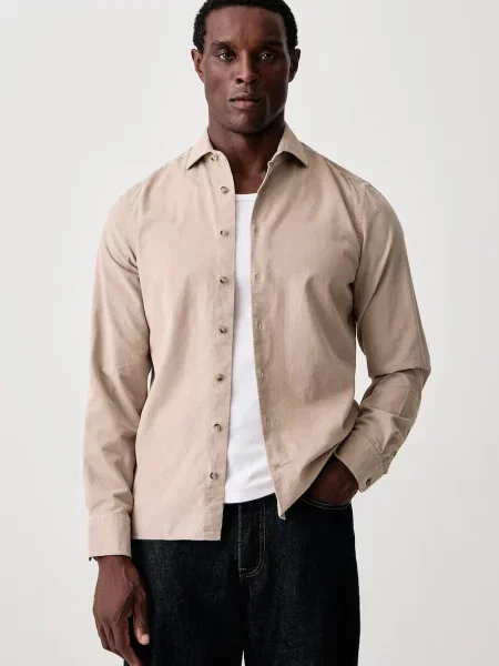 Hackett London cămașă pentru bărbați din catifea reiată bej