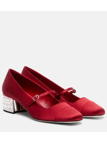 Pantofi cu toc Jimmy Choo din satin roșu