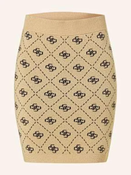 Guess spódnica z domieszką wełny SARAH mini ołówkowa beżowy