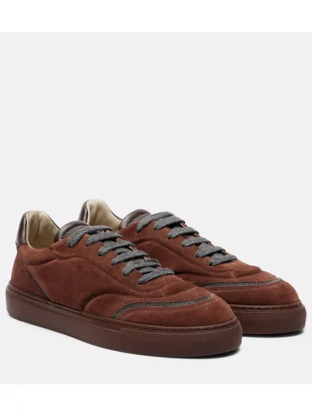 Sneakerși Brunello Cucinelli din piele de căprioară maro
