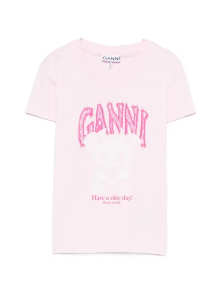 Tricou grafic Ganni cu imagine roz