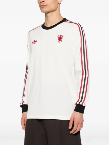 Tricou Adidas cu dungi cu imagine alb
