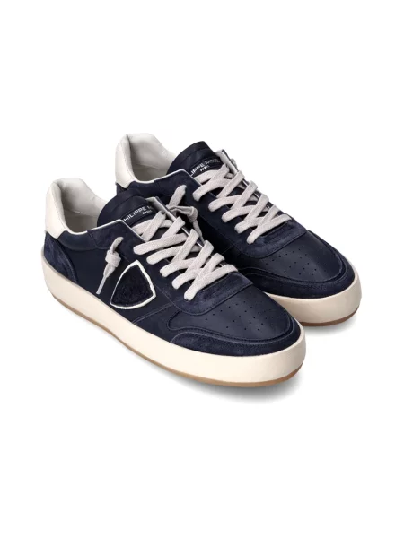 Sneakersy Philippe Model skórzane do tenisa granatowe