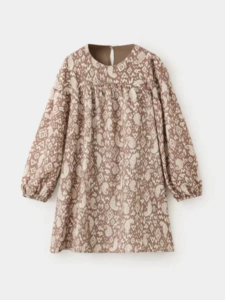 Krótka sukienka we wzór paisley Dzieci 7 MANGO KIDS beżowy