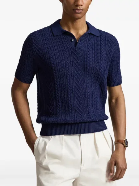 Șosete Polo Ralph Lauren cu model herringbone cu broderie plasă albastru