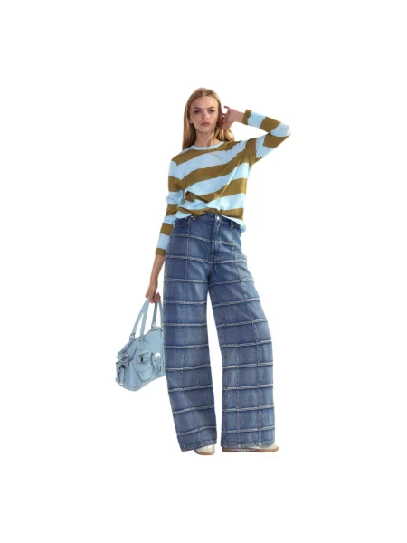 Jeansy Cynthia Rowley w kratkę niebieskie