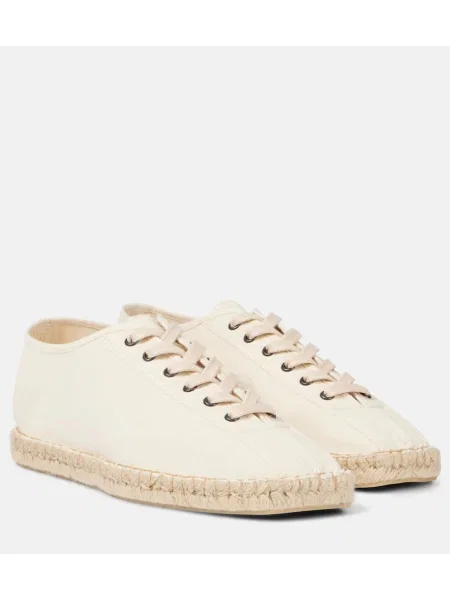 Espadrile Lemaire cu șireturi din dantelă alb