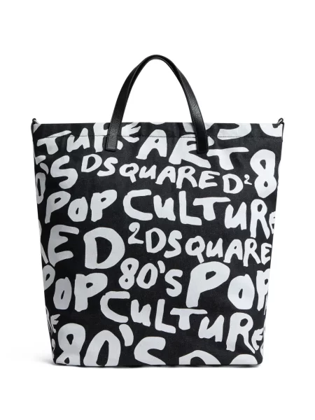 Taška Dsquared2 s potiskem černá