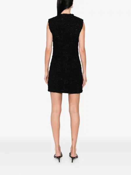 Rochie mini Iro fără mâneci din tweed de costum negru