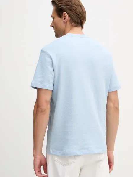 T-shirt o kroju regular fit z czystej bawełny Lacoste niebieska