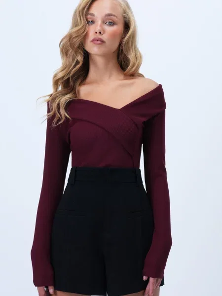 Trend Alaçatı Stili Majica burgund