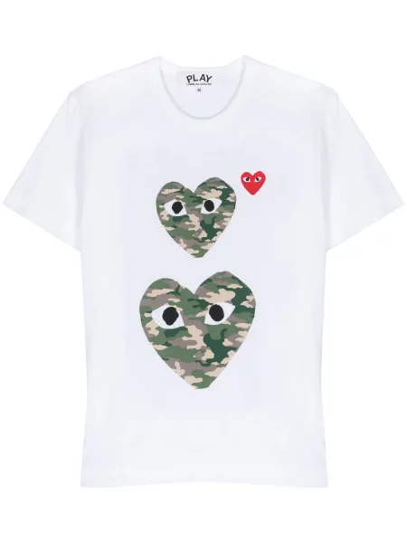 Tričko Comme Des Garçons Play s potiskem se srdcovým vzorem bílé