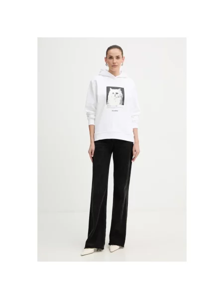 Bluza z kapturem Karl Lagerfeld z kapturem biała