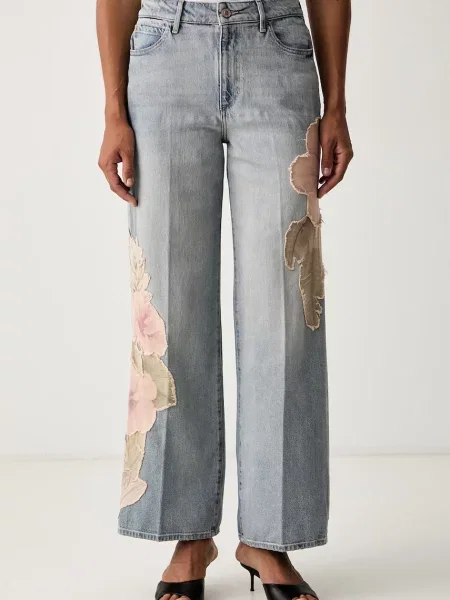Guess blugi wide leg pentru femei REY albastru