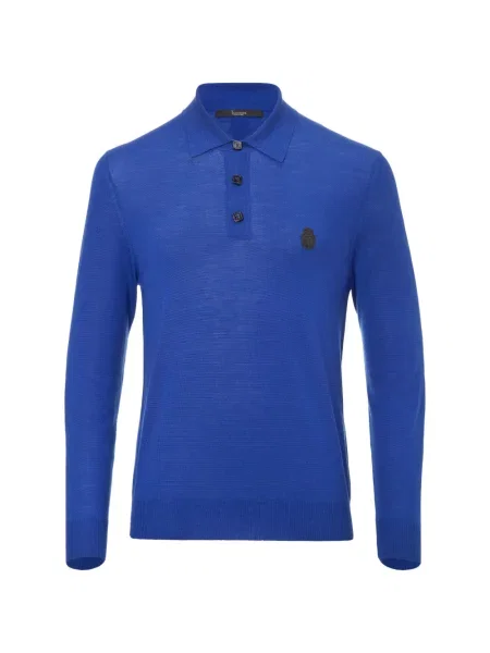 Lung tricou polo Billionaire cu autograf albastru