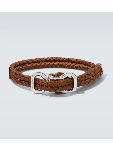 Kožený náramok Bottega Veneta hnedá