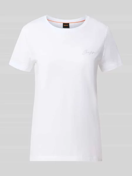 T-shirt o kroju regular fit z czystej bawełny model Boss Orange biała