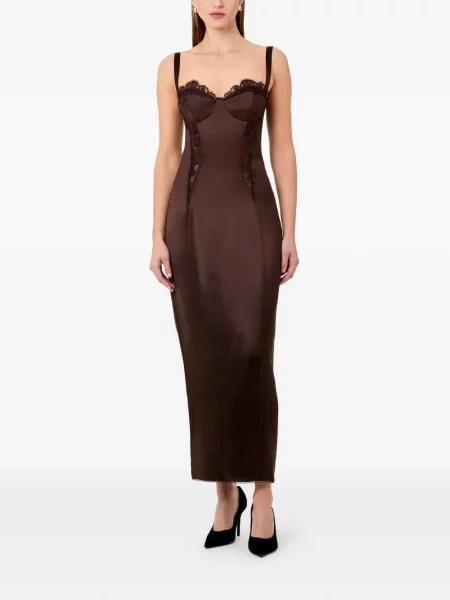 Rochie maxi Nicholas din dantelă de costum maro