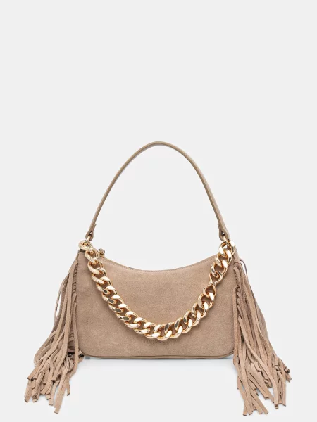 Twinset geantă de mână din piele întoarsă bej