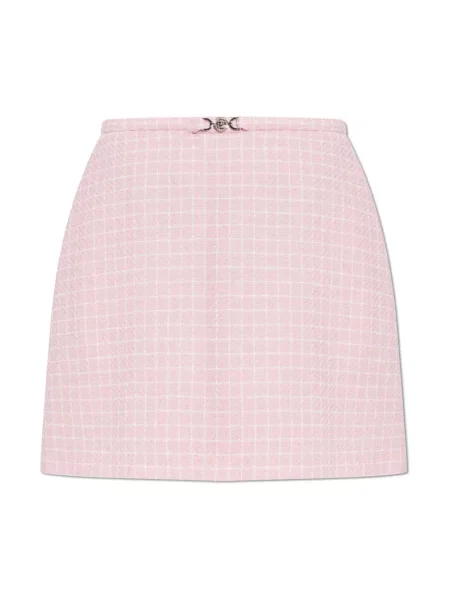Mała spódnica mini Versace tweedowa w kształcie litery A różowa