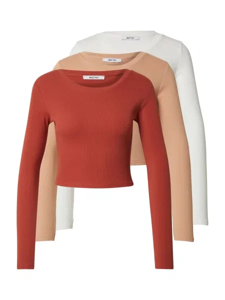 ABOUT YOU Tričko Loretta béžová / rezavě červená bílá