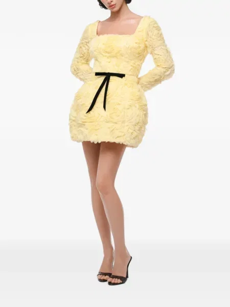 Rochie mini Anouki cu funde cu model floral galben