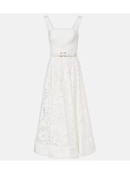 Sukienka midi Rebecca Vallance w kwiatki koronkowa do kolan biała