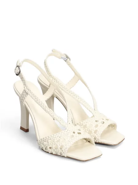 Sandale Lola Cruz slingback țesuți alb
