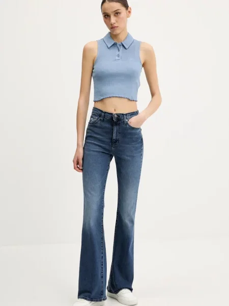 Krótki top Tommy Jeans niebieski