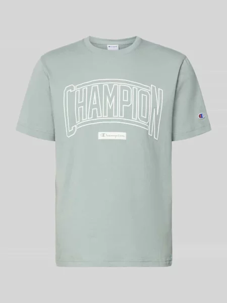 T-shirt z logo i okrągłym dekoltem Champion zielona