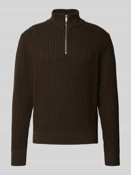 Bluza o kroju regular fit z kołnierzem i fakturą wafla model ‘TOM’ Selected Homme
