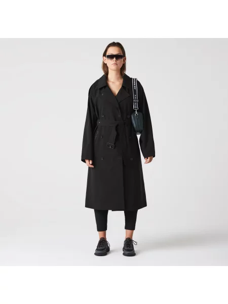 Lacoste Dwuwarstwowy Płaszcz Typu Oversize Z Piki Lacoste czarny
