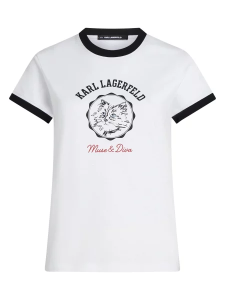 Karl Lagerfeld Tricou Ikon Choupette Muse albastru deschis / roșu / negru alb
