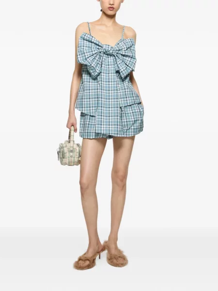 Pantaloni scurți Acne Studios în carouri albastru