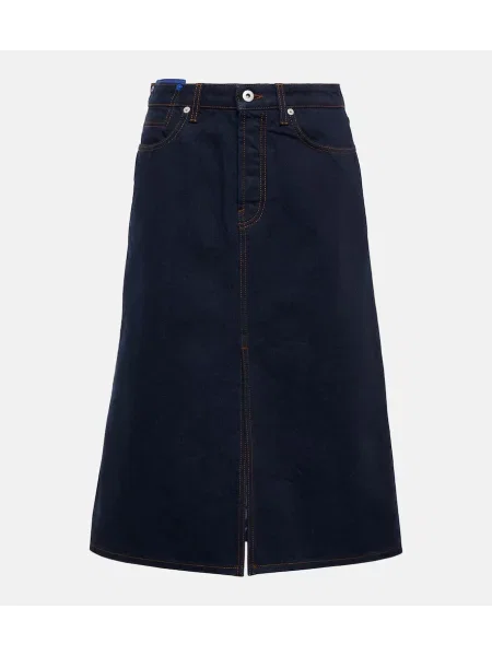 Fustă din denim Burberry cu talie înaltă până la genunchi albastru